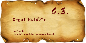 Orgel Balár névjegykártya